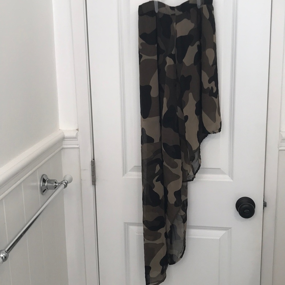 Camo asymmetrical skirt sheer with slip💚